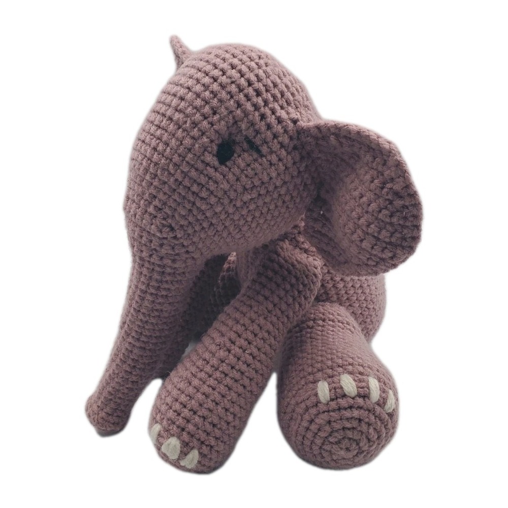 Handmade Crochet Elephant Plush Gray Stuffed Animal Soft Toy